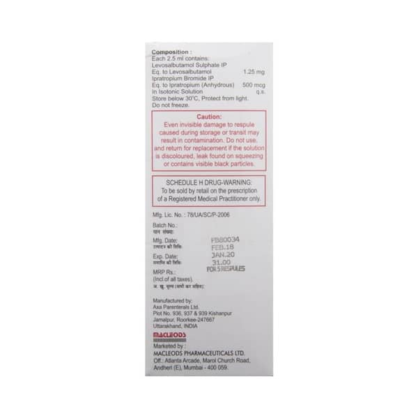 Iprazest 1.25Mg/500Mcg 3Ml Packet Of 5 Respules