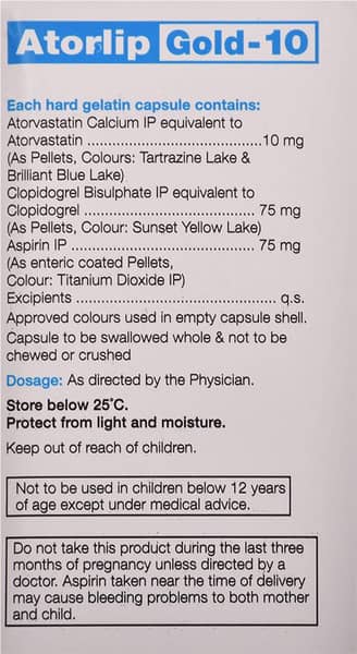 Atorlip Gold 10Mg Strip Of 10 Capsules