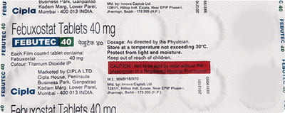 Febutec 40mg Strip Of 10 Tablets