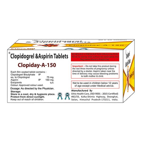 Clopiday A 150Mg Strip Of 10 Tablets