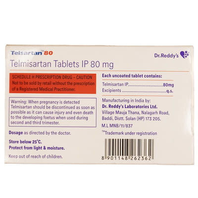 Telsartan 80 Strip Of 15 Tablets