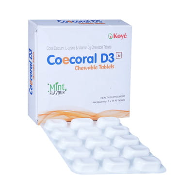 Coecoral D3 Mint Flavour Strip Of 15 Chewable Tablets