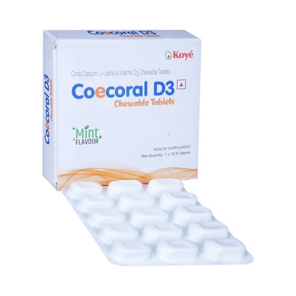 Coecoral D3 Mint Flavour Strip Of 15 Chewable Tablets