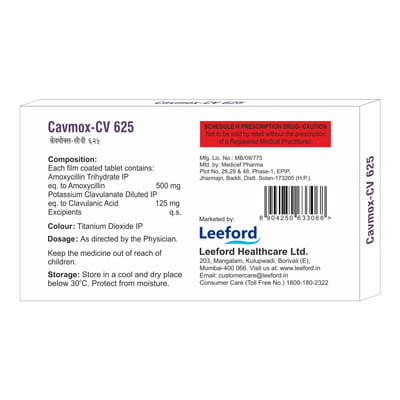 Cavmox Cv 625mg Strip Of 10 Tablets