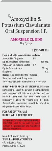 Amoxible Cl Dds Bottle Of 30ml Dry Syrup