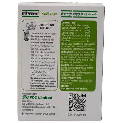 Electral Shikanji Lime Flavour Sachet Of 4.4gm Oral Powder