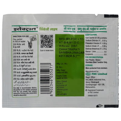 Electral Shikanji Lime Flavour Sachet Of 4.4gm Oral Powder