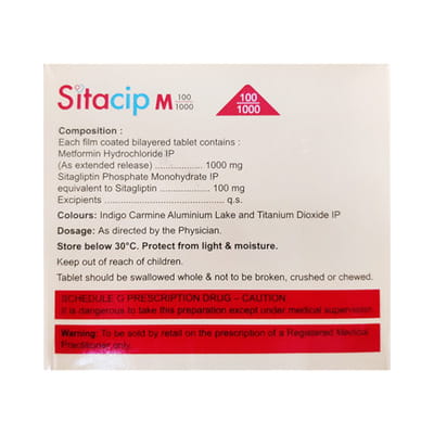 Sitacip M 100/1000mg Strip Of 10 Tablets