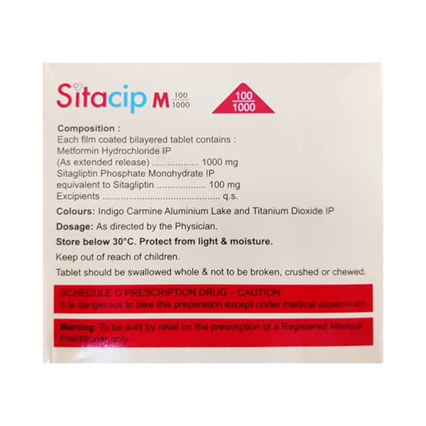Sitacip M 100/1000mg Strip Of 10 Tablets