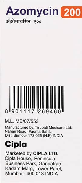 Azomycin 200mg Peppermint And Orange Flavour Bottle Of 15ml Suspension