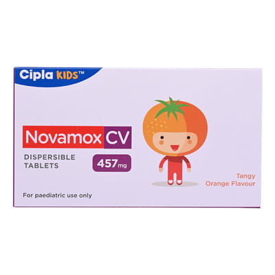 Novamox Cv 457mg Tangy Orange Flavour Strip Of 10 Tablets