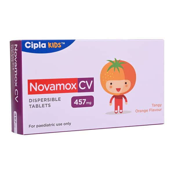 Novamox Cv 457Mg Tangy Orange Flavour Strip Of 10 Tablets