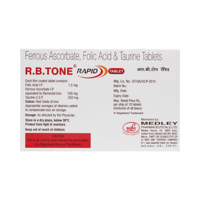R B Tone Rapid Strip Of 10 Tablets