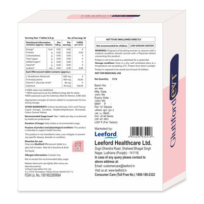 Glutiford Evt Orange Flavour Bottle Of 15 Effervescent Tablets