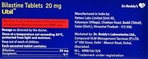 Ubil 20mg Strip Of 10 Tablets