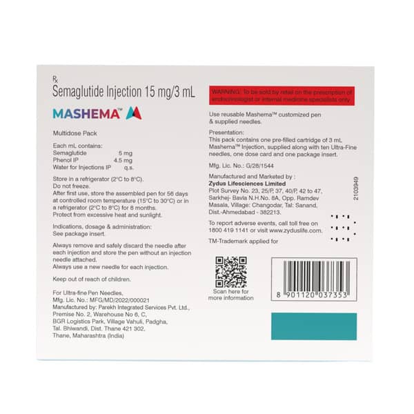 Mashema 15Mg Cartridge Of 3Ml Injection
