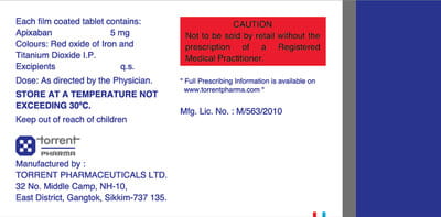 Apixator 5mg Strip Of 10 Tablets