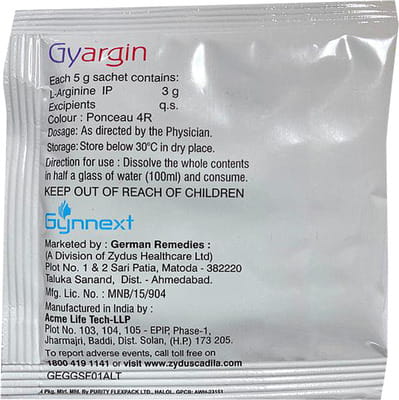 Gyargin Strawberry Flavour Sugar Free Sachet Of 5gm Granules