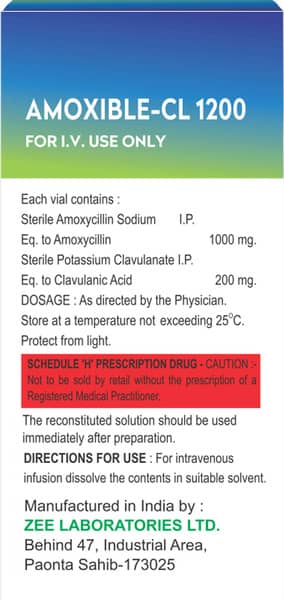 Amoxible Cl 1200mg Dry Vial Of 1 Powder For Injection