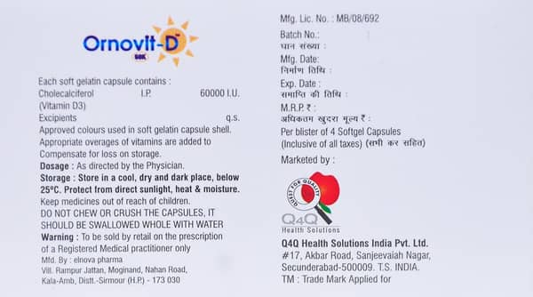 Ornovit D 60k Strip Of 4 Capsules