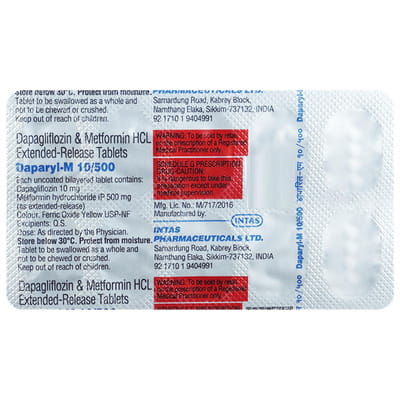 Daparyl M 10/500mg Strip Of 10 Tablets