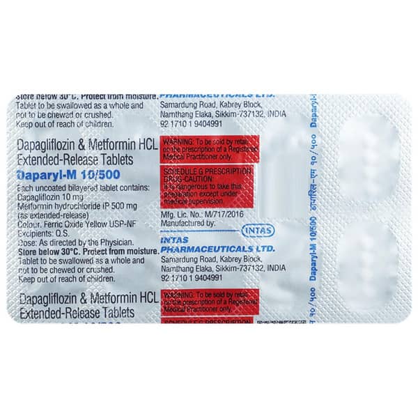 Daparyl M 10/500mg Strip Of 10 Tablets