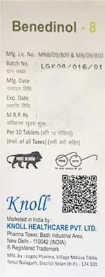 Benedinol 8mg Strip Of 10 Tablets