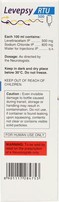 Levepsy Rtu 500mg Bottle Of 100ml Solution For Infusion