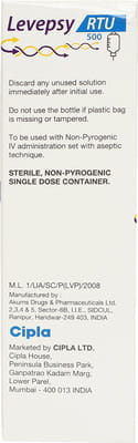Levepsy Rtu 500mg Bottle Of 100ml Solution For Infusion