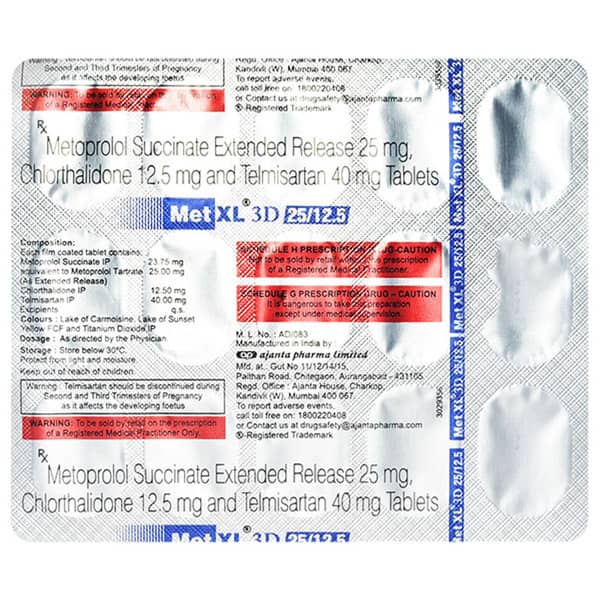 Met Xl 3d 25/12.5mg Strip Of 15 Tablets