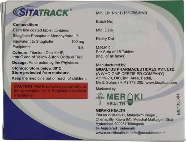 Sitatrack 100mg Strip Of 15 Tablets