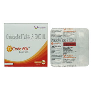 D Code 60K Orange Flavour Sugar Free Strip Of 8 Chewable Tablets