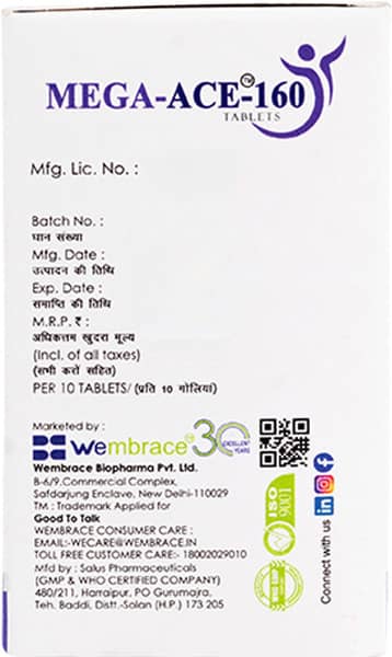 Mega Ace 160mg Strip Of 10 Tablets