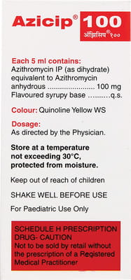 Azicip 100mg Peppermint & Orange Flavour Bottle Of 15ml Suspension