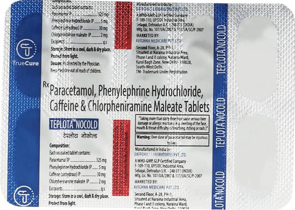 Teplota Nocold Strip Of 10 Tablets