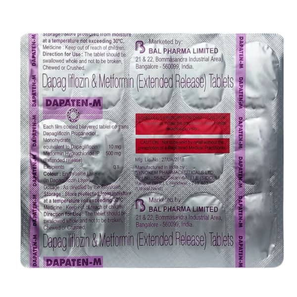 Dapaten M 10/500mg Strip Of 15 Tablets