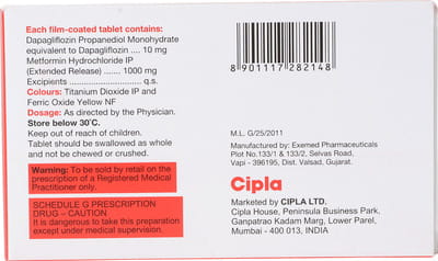 Dapasach M 10/1000mg Strip Of 10 Tablets