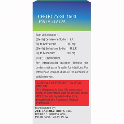 Ceftrozy Sl 1500mg Dry Vial Of 1 Powder For Injection