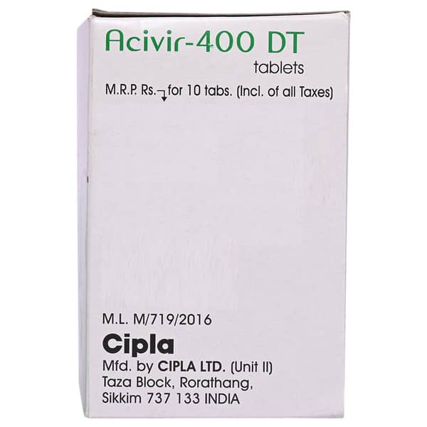 Acivir Dt 400mg Strip Of 10 Tablets
