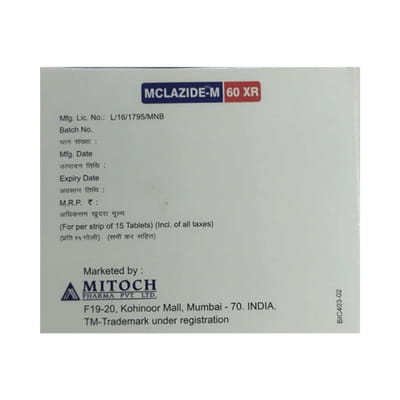 Mclazide M 60mg Xr Strip Of 15 Tablets