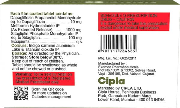 Dapasach Ms 10/1000/100mg Strip Of 10 Tablets