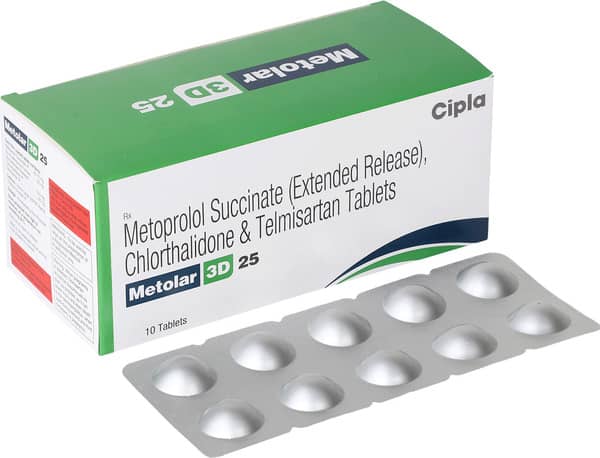 Metolar 3D 25Mg Strip Of 10 Tablets