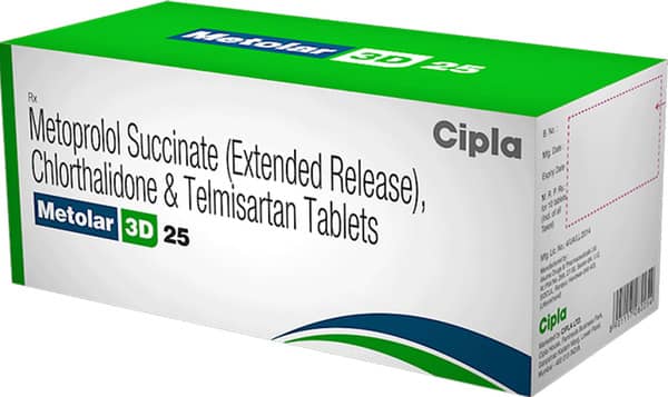 Metolar 3D 25Mg Strip Of 10 Tablets