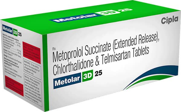 Metolar 3D 25Mg Strip Of 10 Tablets