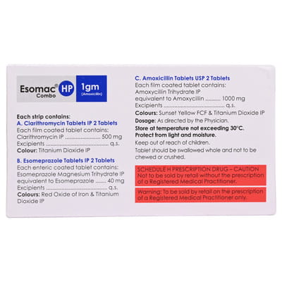 Esomac Hp 1gm Strip Of 6 Combikit Tablets