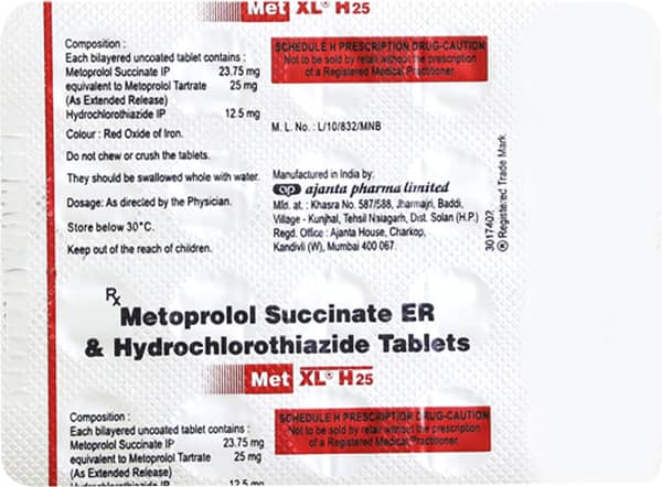 Met Xl H 25mg Strip Of 20 Tablets