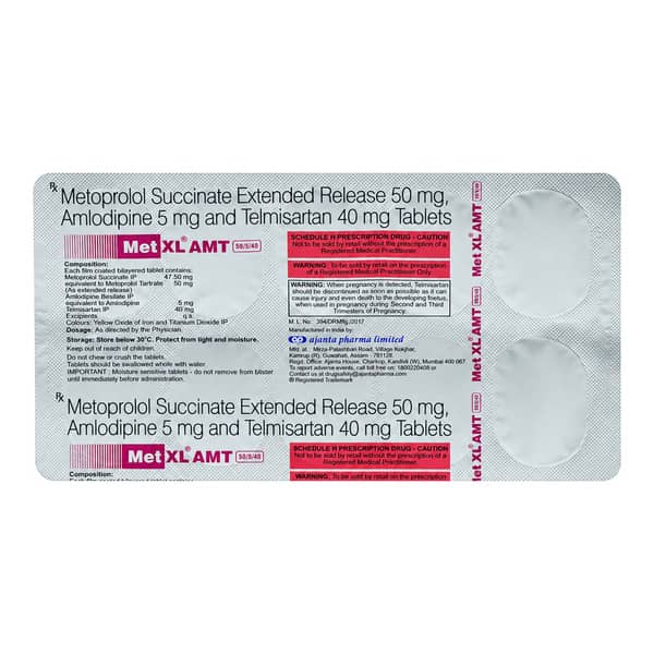 Met Xl Amt 50/5/40Mg Strip Of 15 Tablets