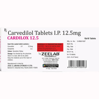 Cardilox 12.5mg Strip Of 10 Tablets