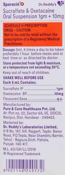 Sparacid O Mint Flavour Bottle Of 200ml Suspension