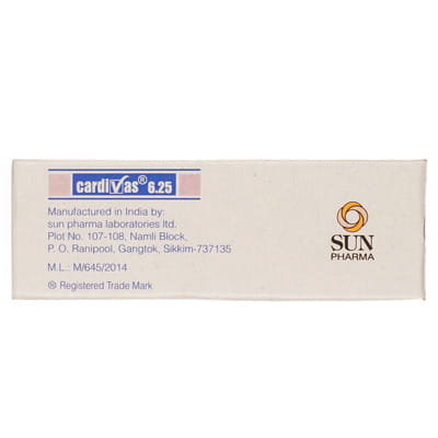 Cardivas 6.25mg Strip Of 15 Tablets